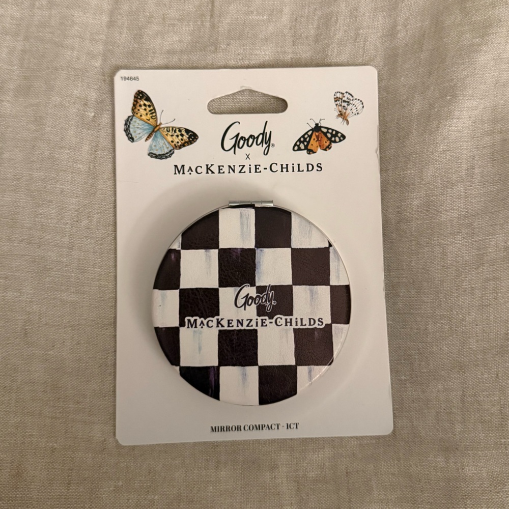 MacKenzie-Childs Black and White Check Compact Mirror